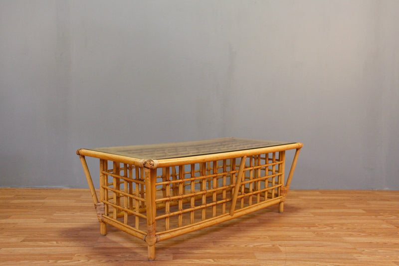 Bamboo & Glass Top Coffee Table - ONLINE ONLY