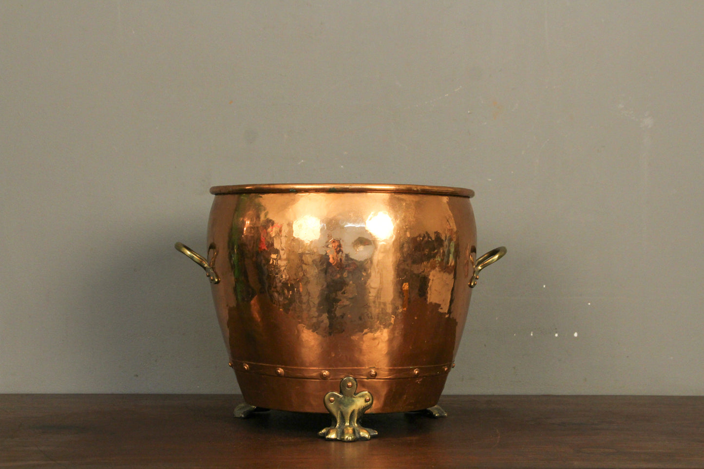 Large Victorian Copper Clawfoot Planter