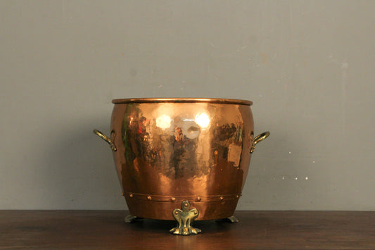 Large Victorian Copper Clawfoot Planter