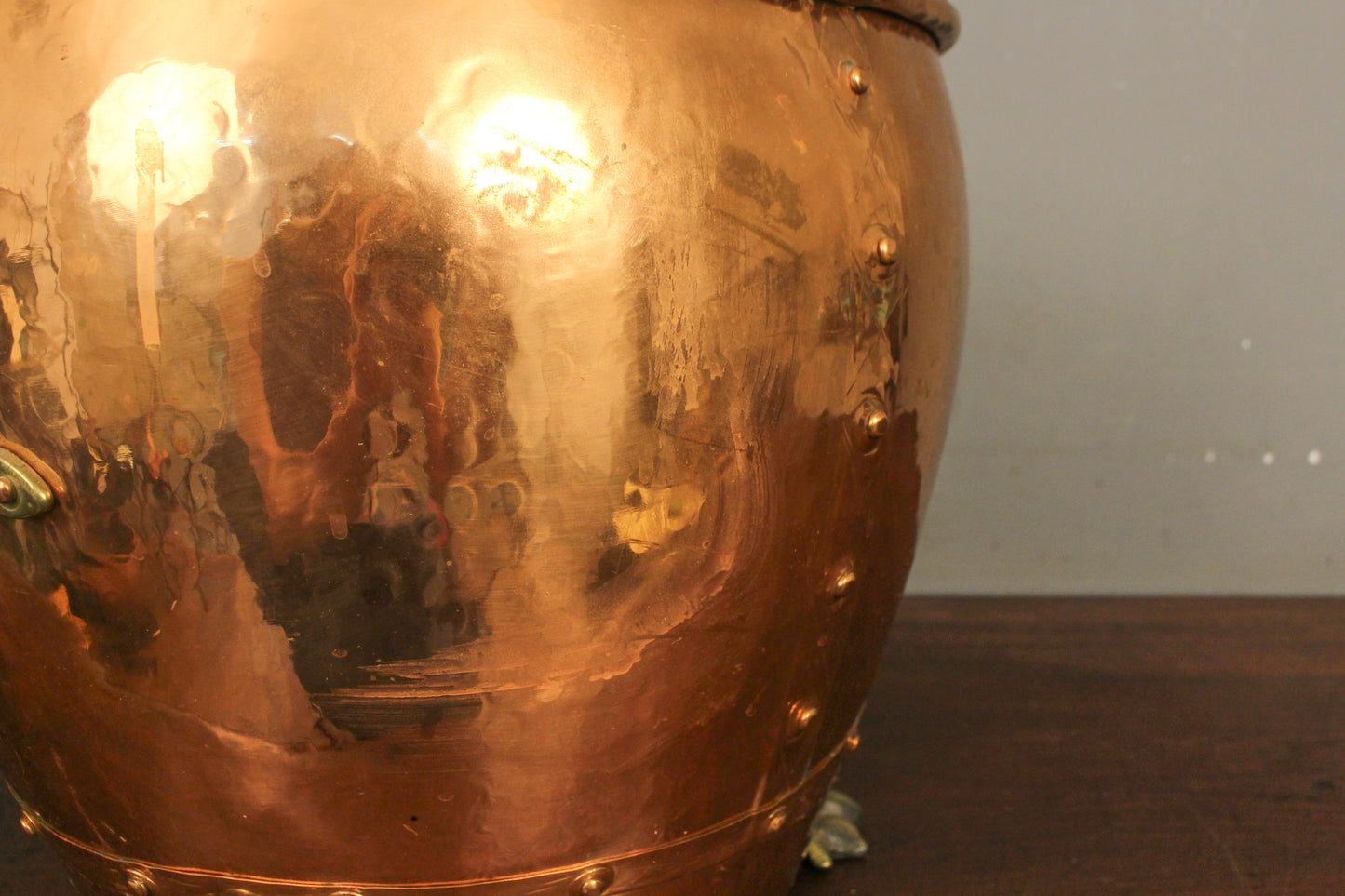 Large Victorian Copper Clawfoot Planter