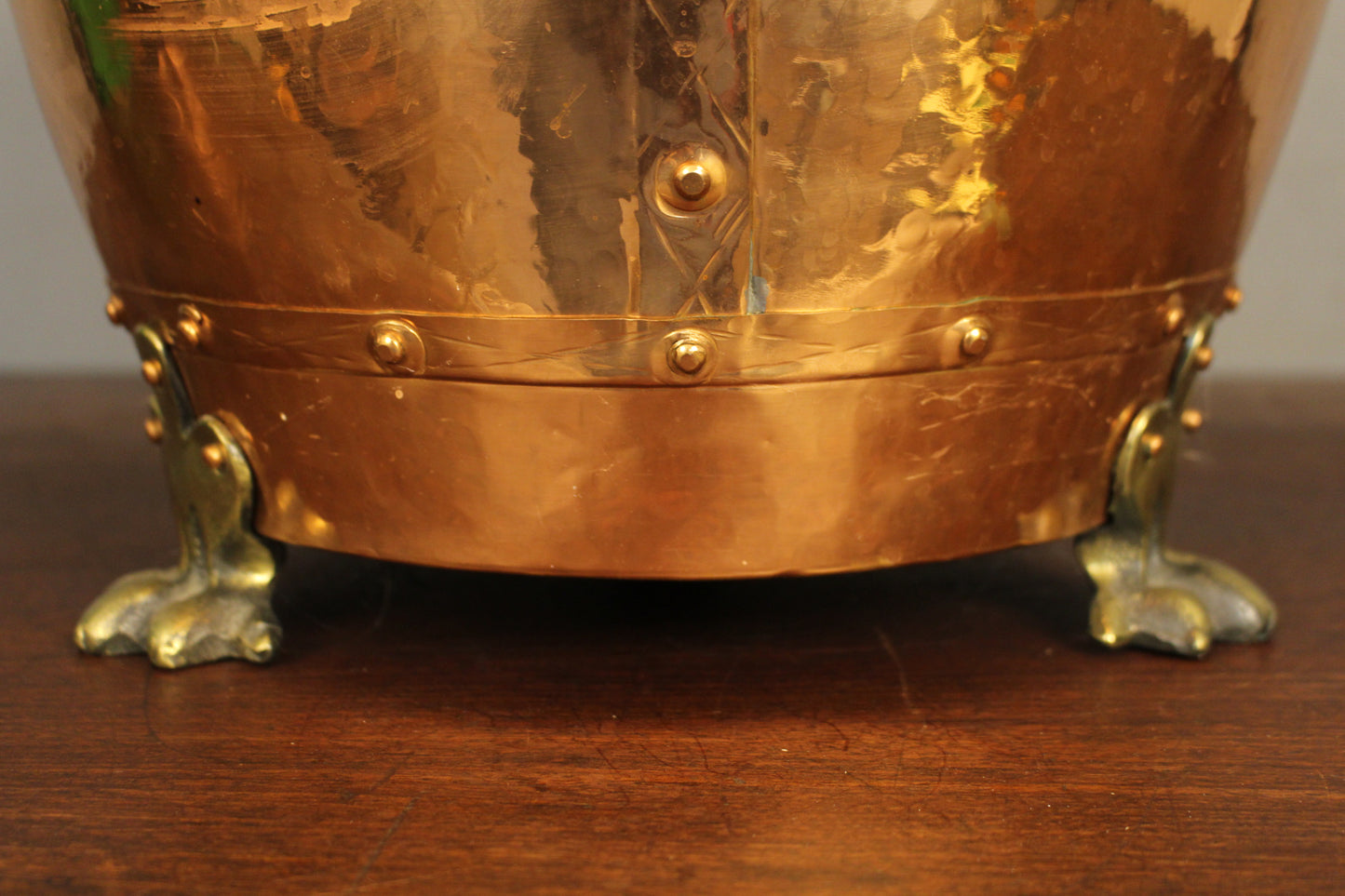 Large Victorian Copper Clawfoot Planter