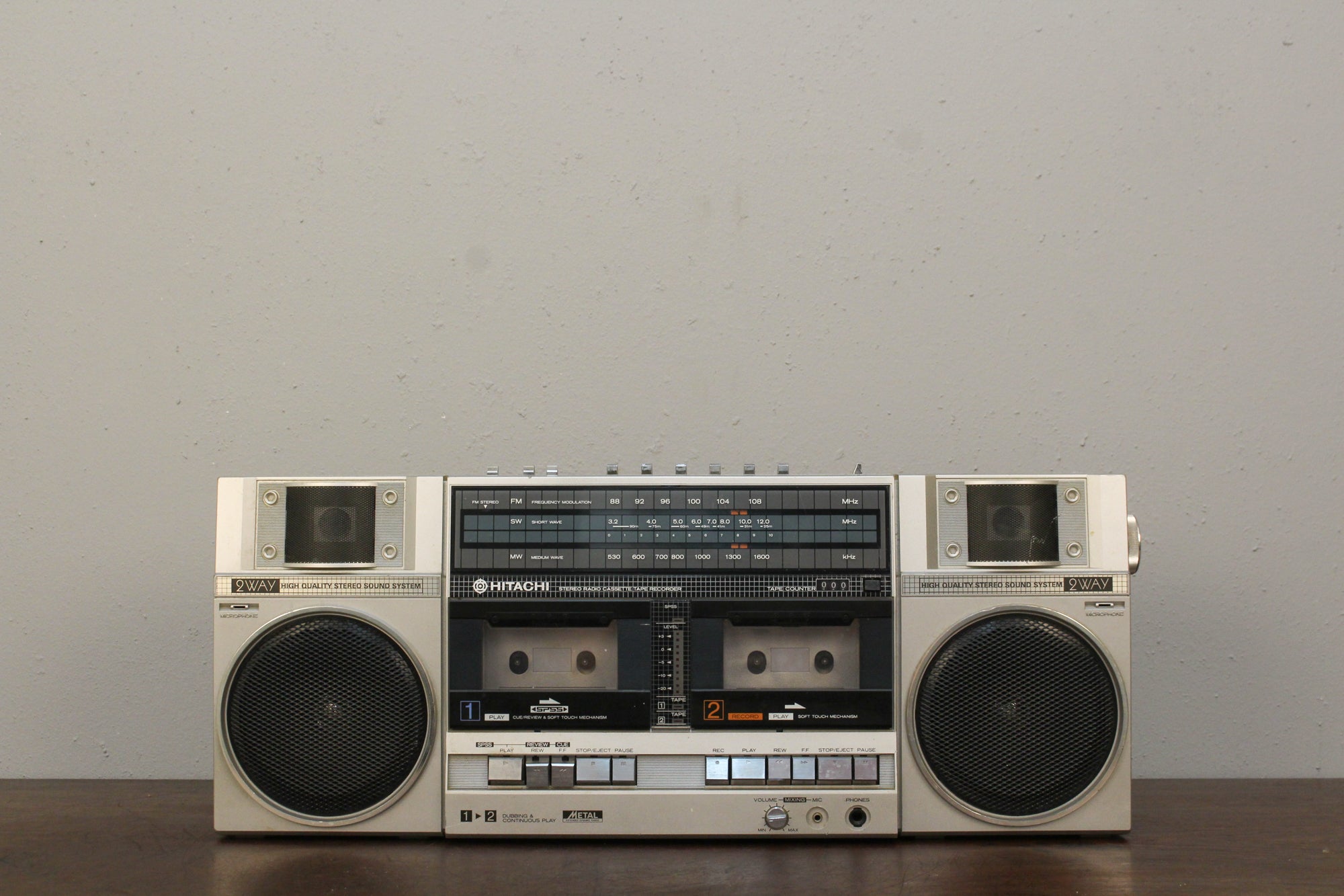 1980s Hitachi Dual Cassette Boombox – Furnish Green