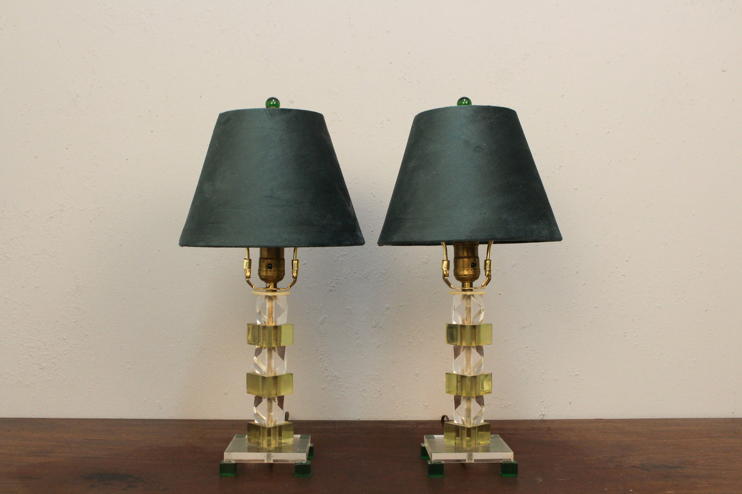 Petite Lucite & Green Table Lamp