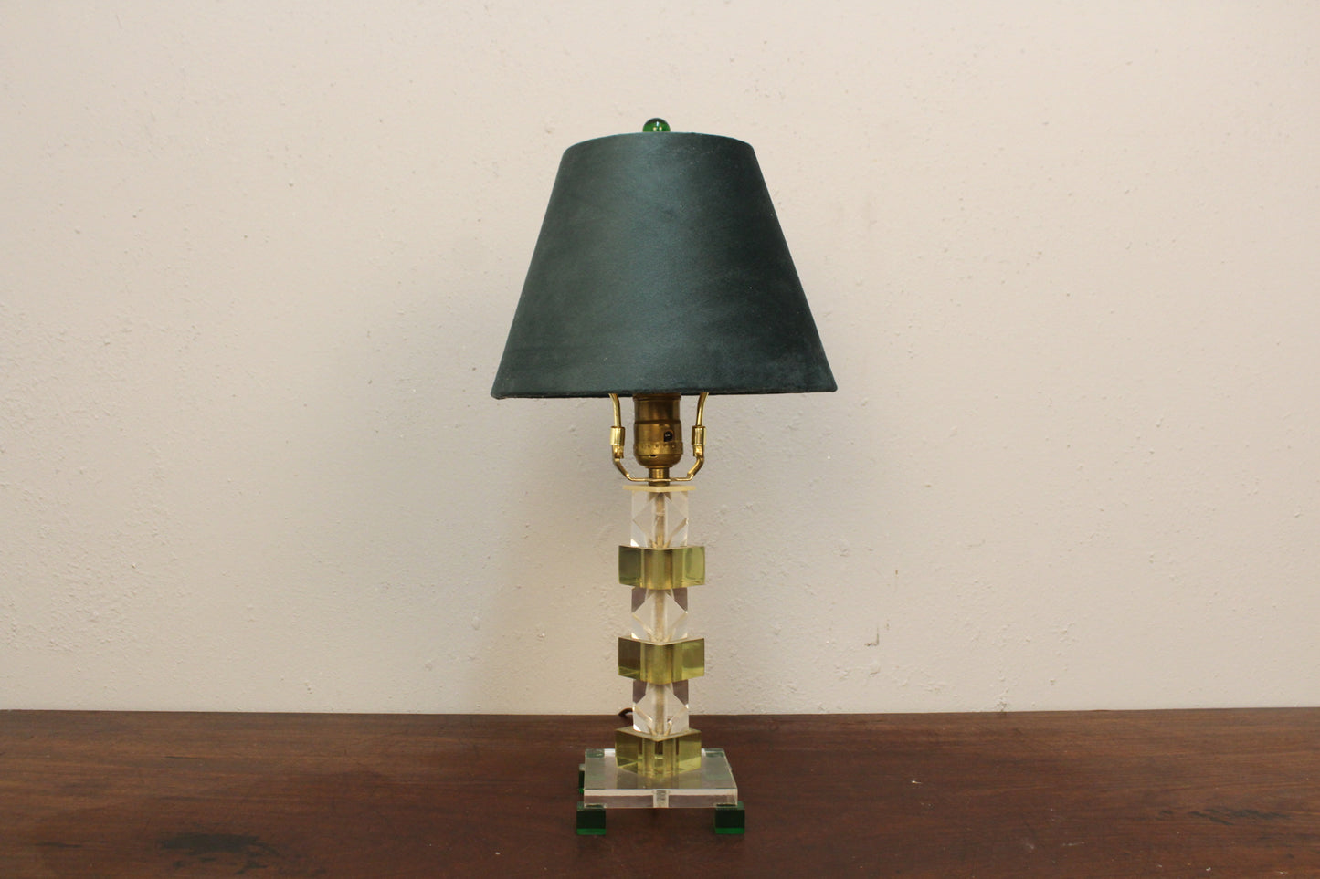 Petite Lucite & Green Table Lamp