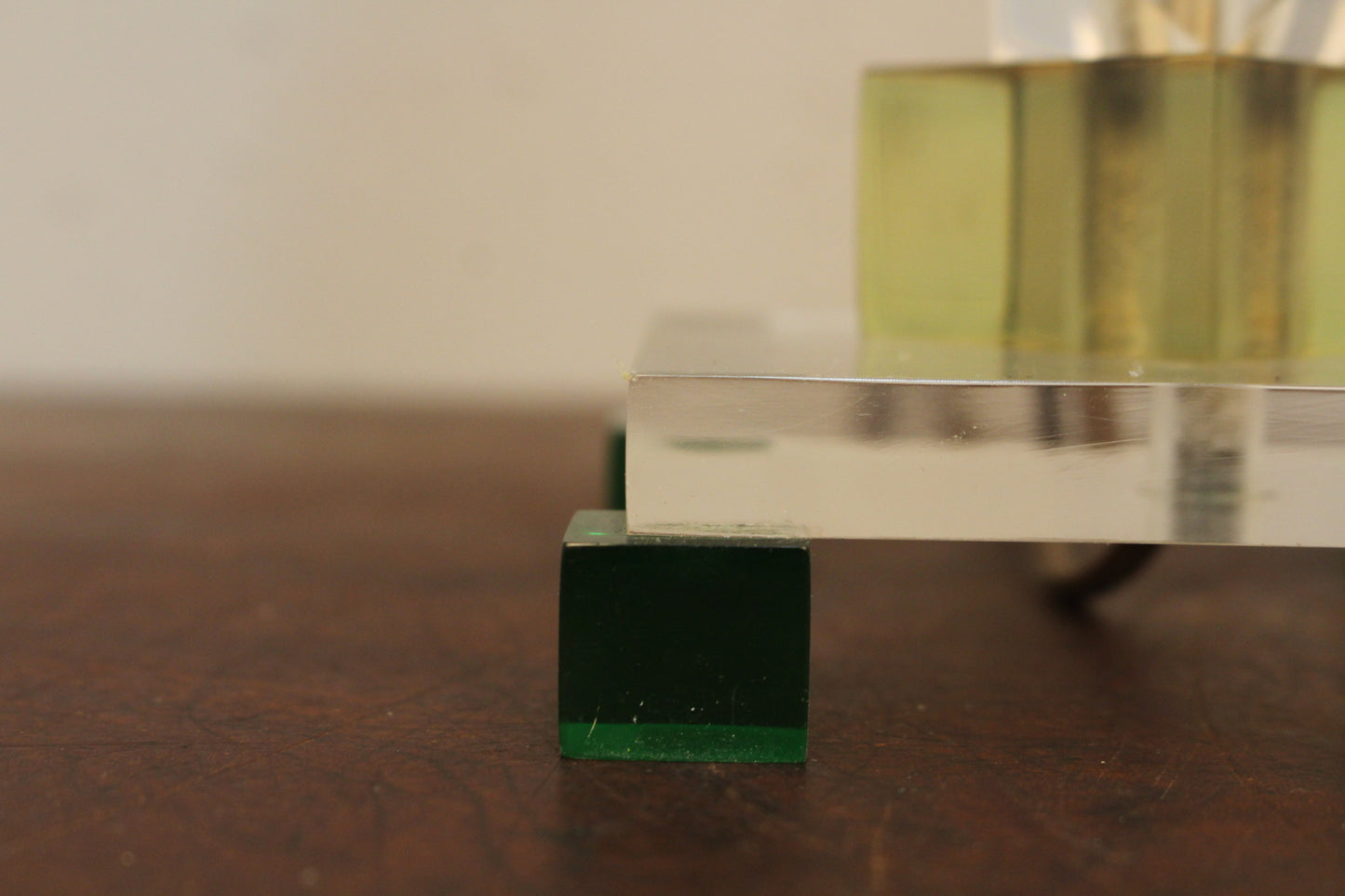 Petite Lucite & Green Table Lamp