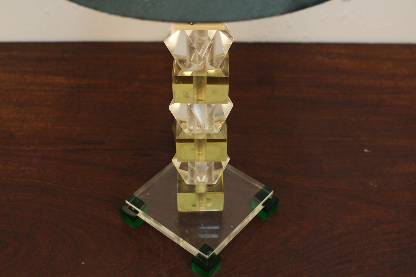 Petite Lucite & Green Table Lamp