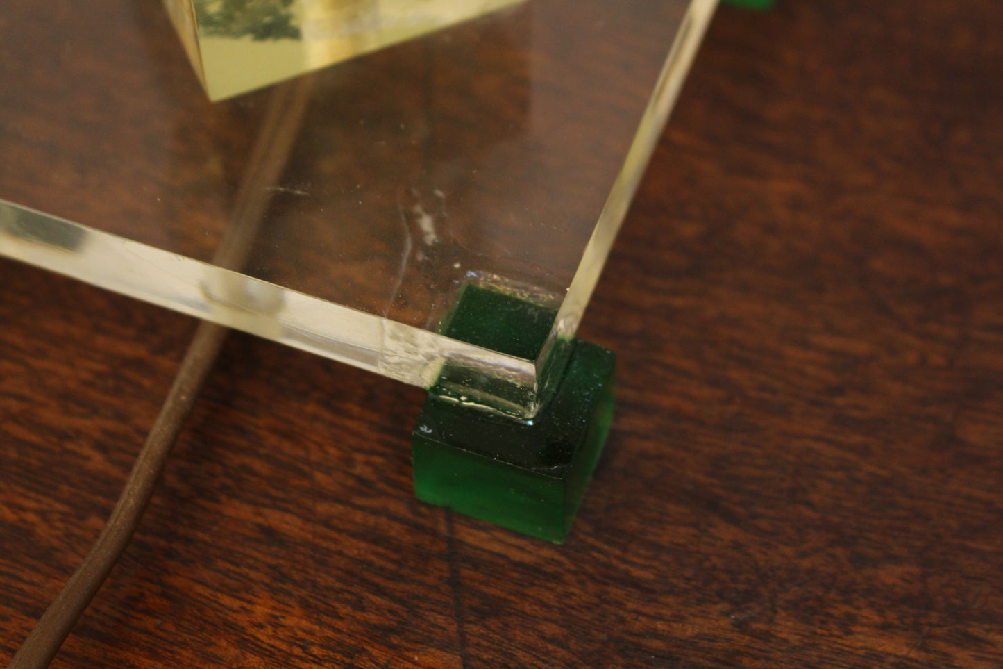 Petite Lucite & Green Table Lamp