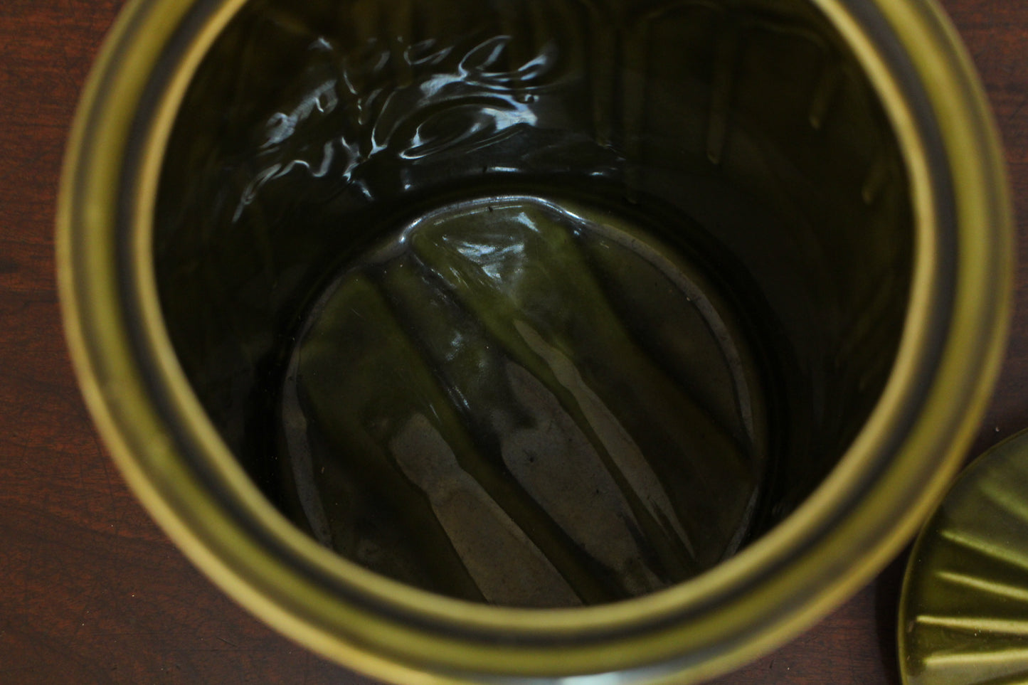 Olive Ceramic "Cookie Jug" Jar