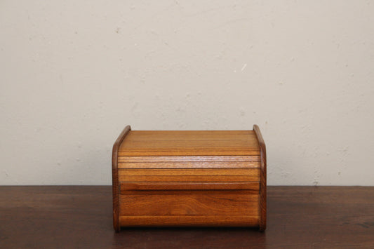 Teak Tambour Roll-Top Organizer