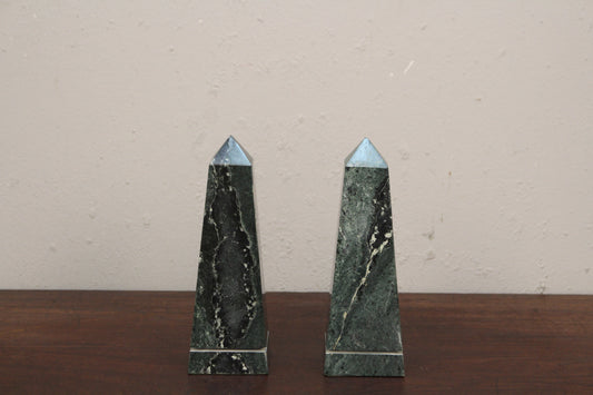 Pair of Marble Obelisk Bookends