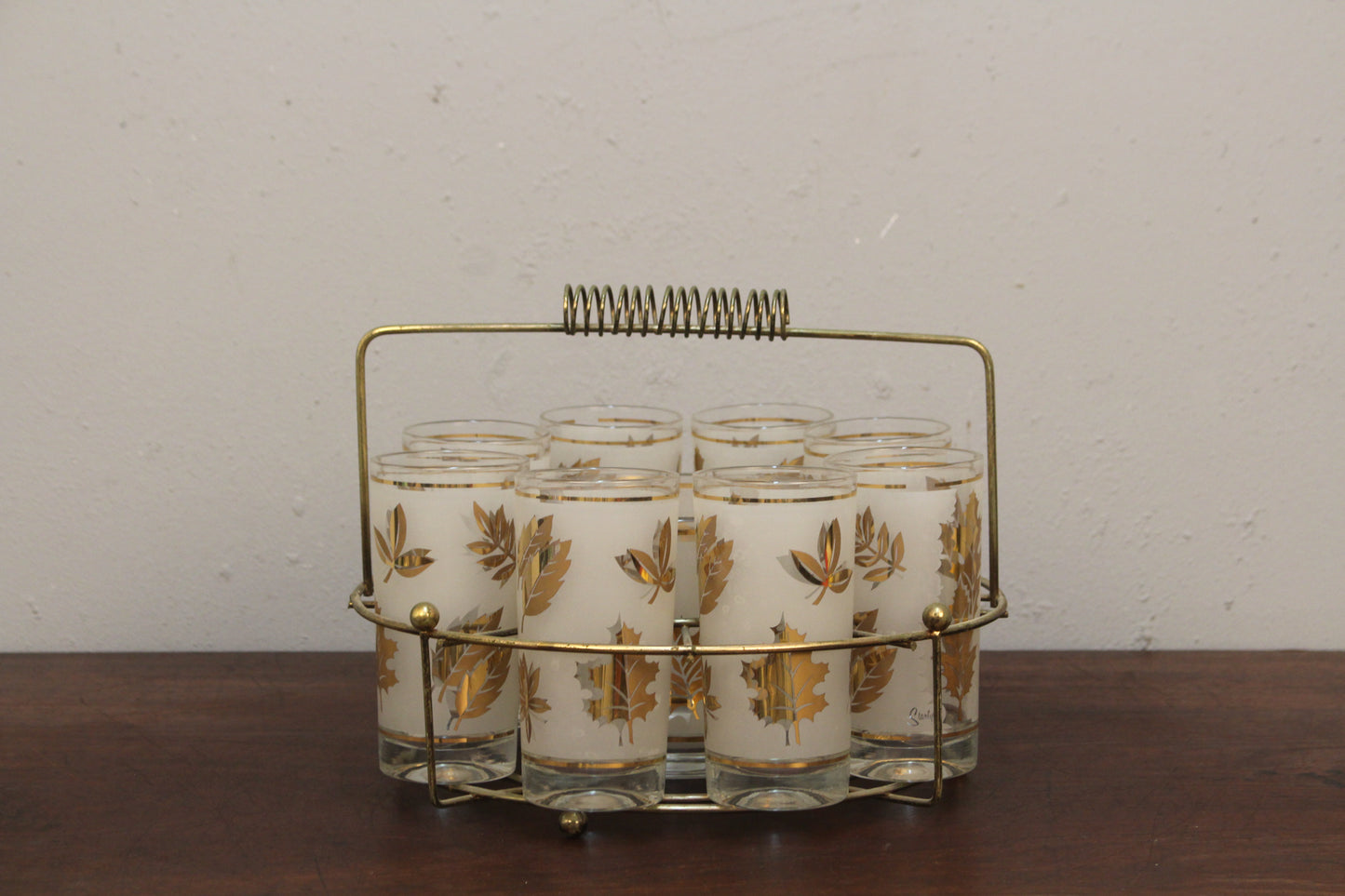Mid Century "Golden Foliage" Glassware Set