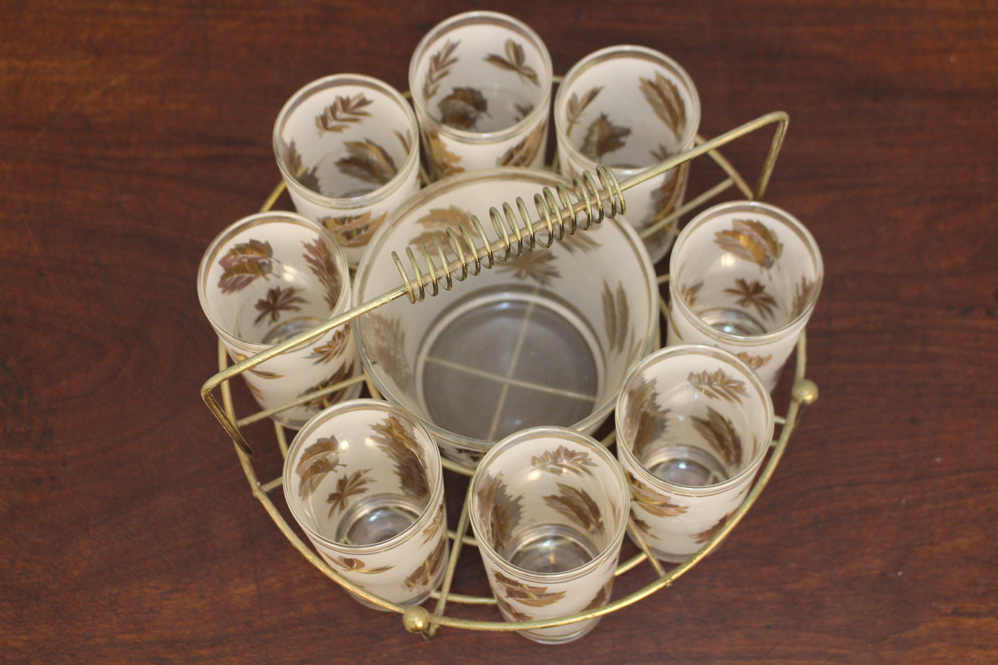 Mid Century "Golden Foliage" Glassware Set