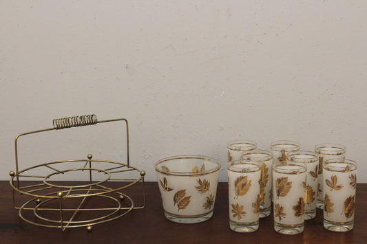 Mid Century "Golden Foliage" Glassware Set