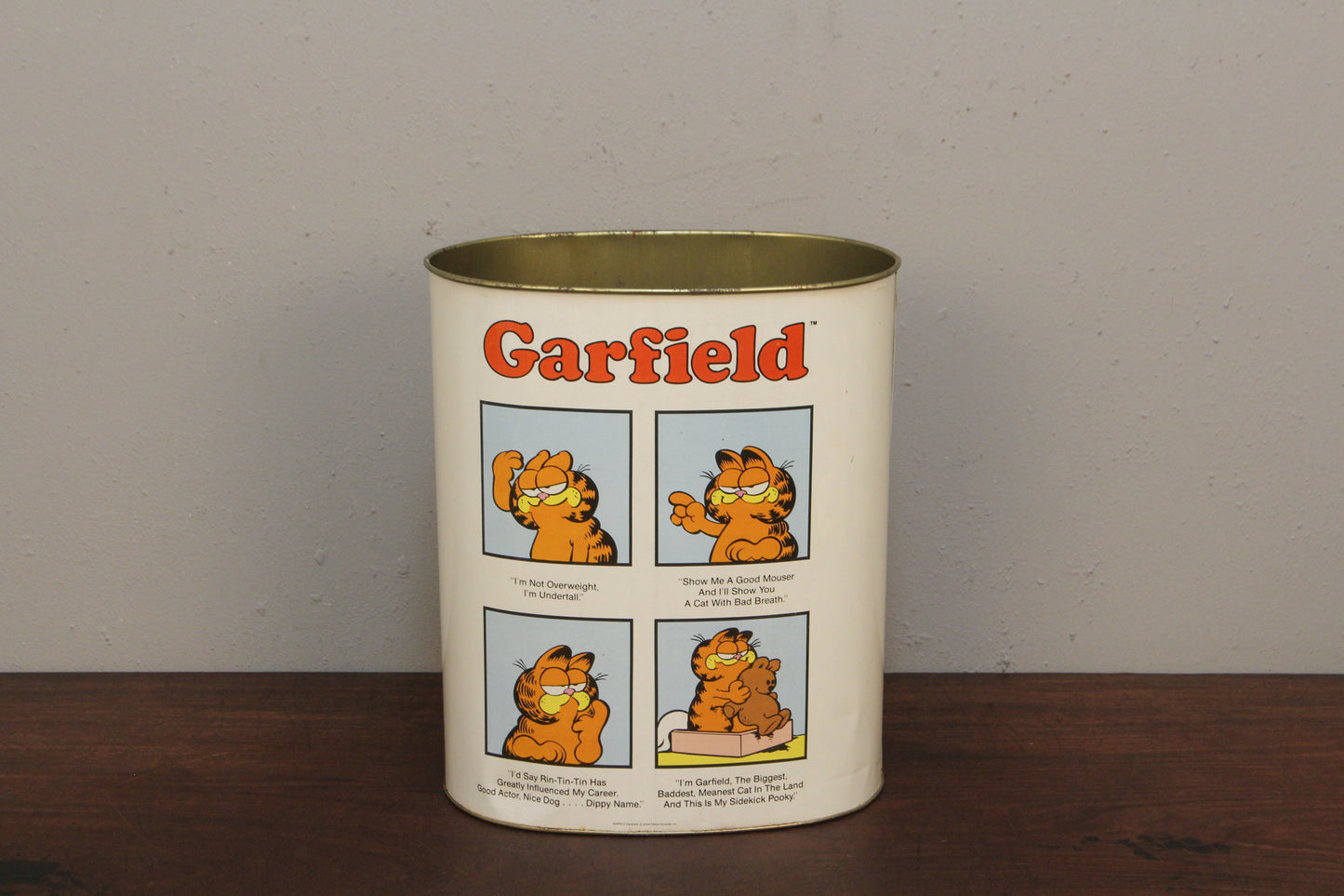 1970s "Garfield" Tin Wastebasket