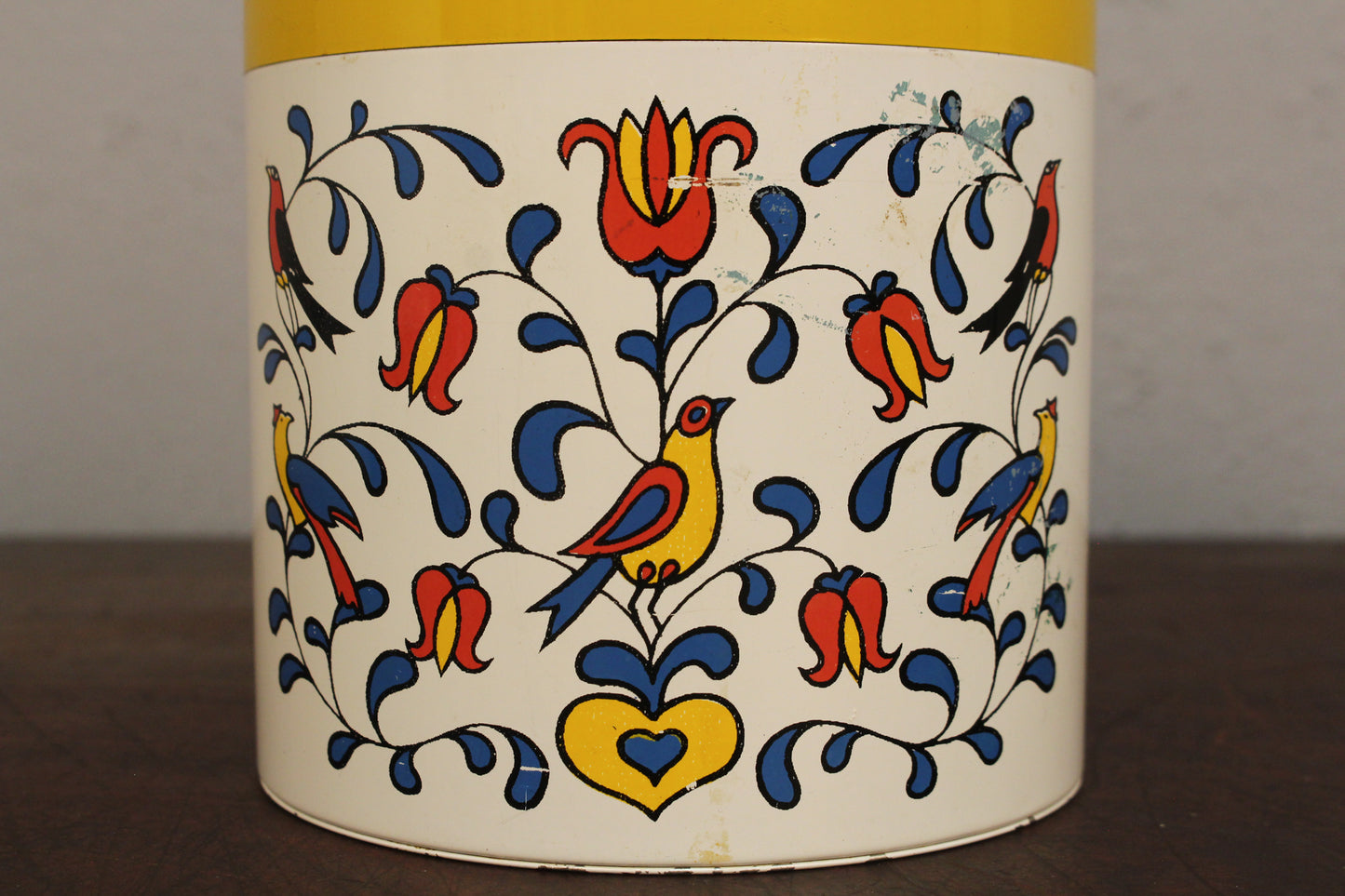 Trio of Yellow Floral Tin Canisters