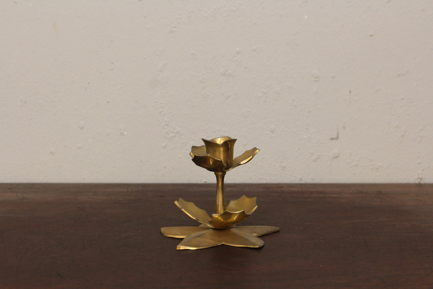Pair of Floral Brass Candle Holders