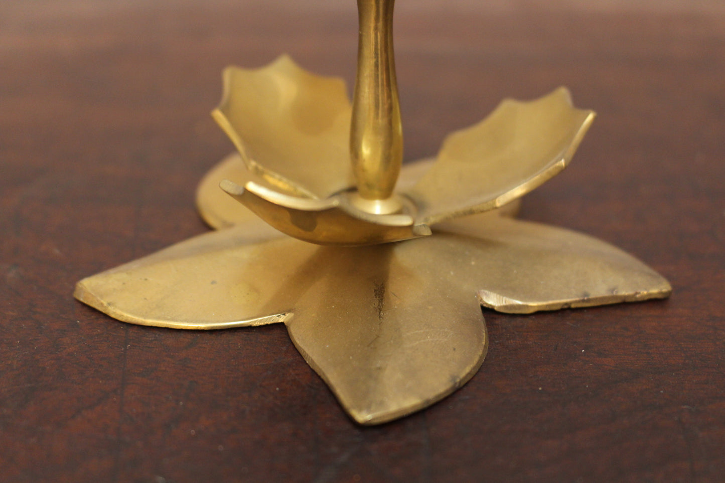 Pair of Floral Brass Candle Holders