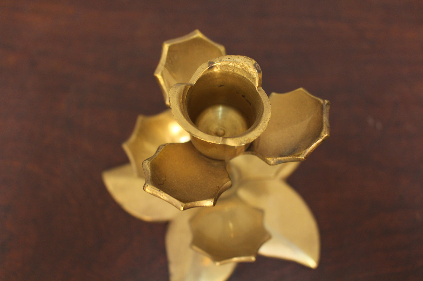 Pair of Floral Brass Candle Holders