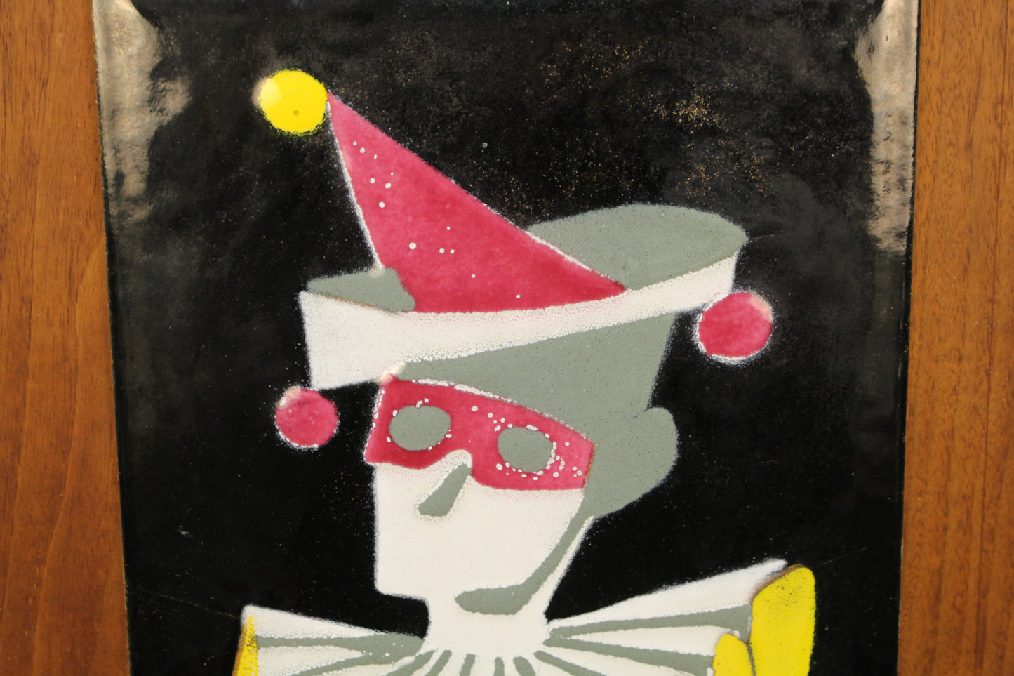Mid Century "Down to Clown" Enamel Art