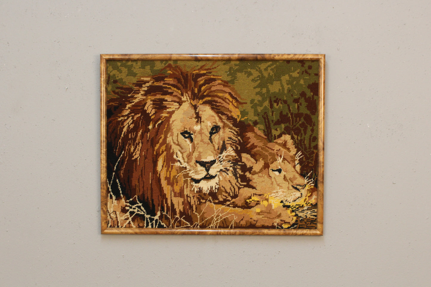 "Majestic Lions" Needlepoint Art