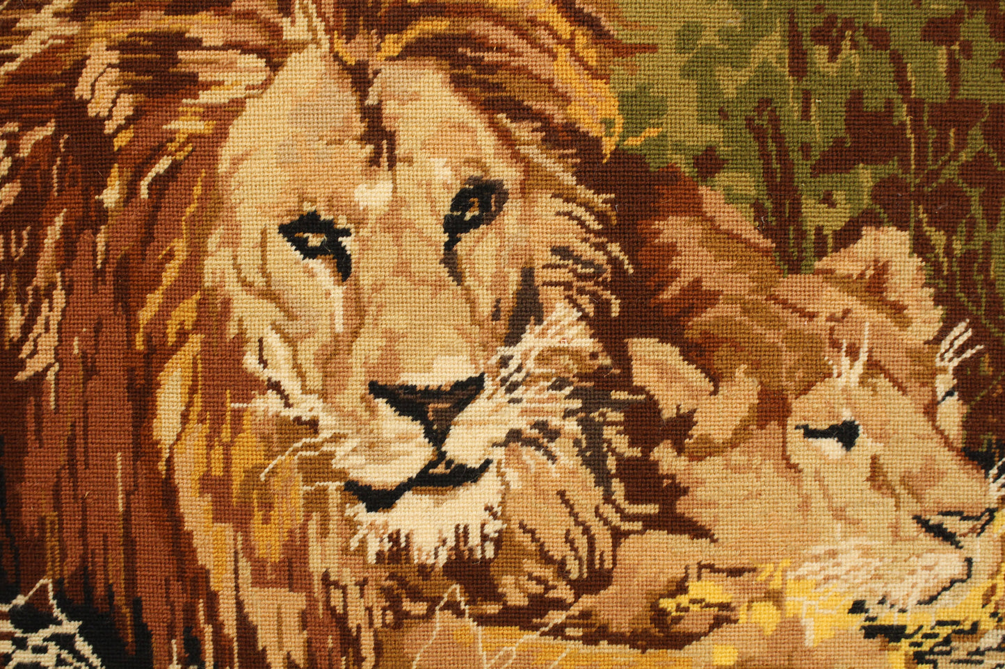 "Majestic Lions" Needlepoint Art