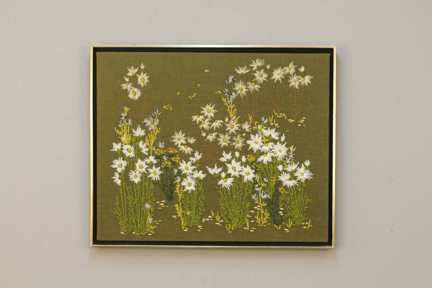 Mid Century "Wildflowers" Needlepoint Art