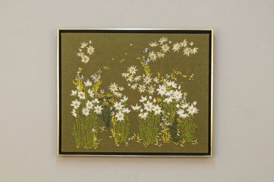 Mid Century "Wildflowers" Needlepoint Art