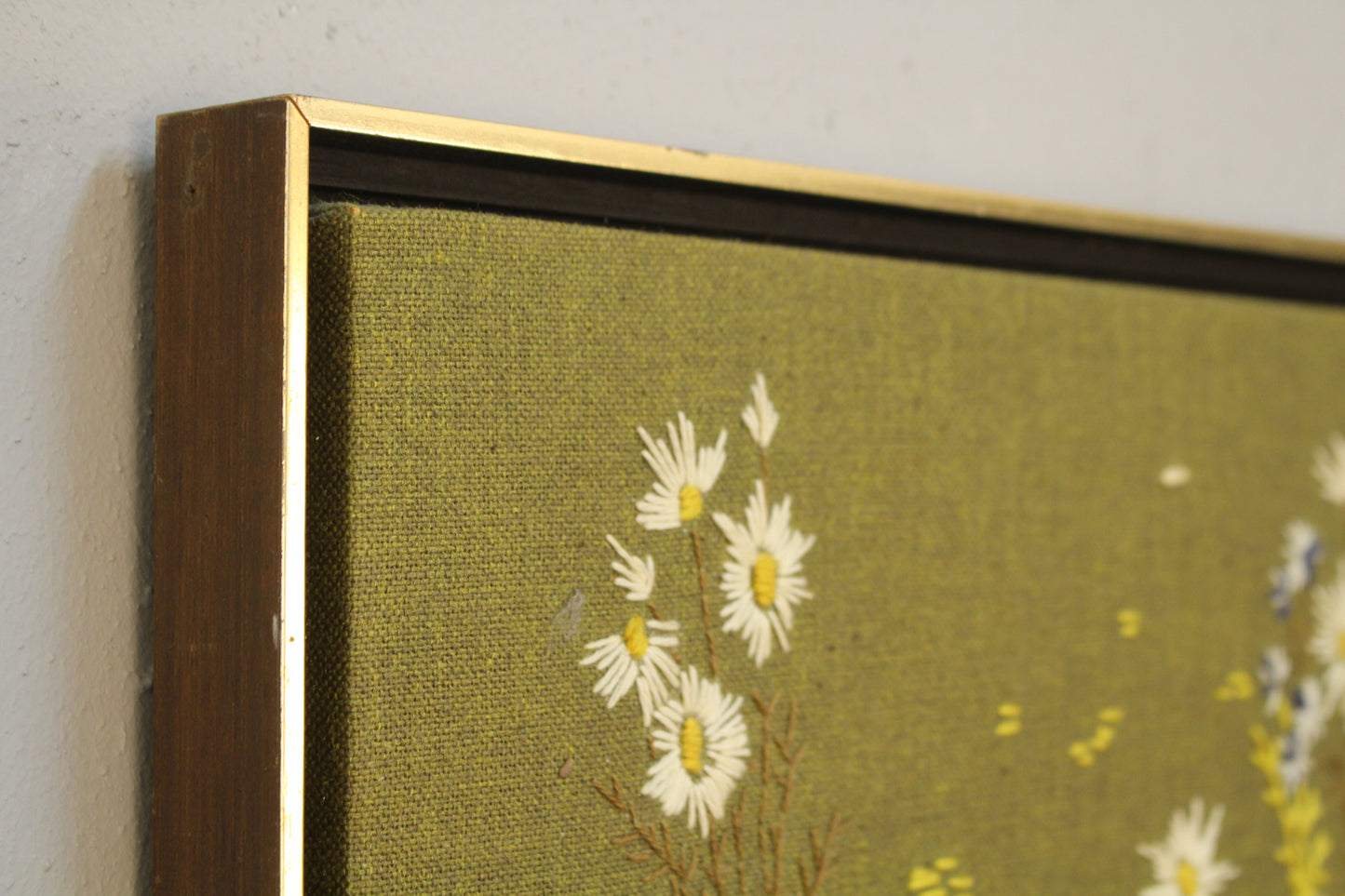 Mid Century "Wildflowers" Needlepoint Art