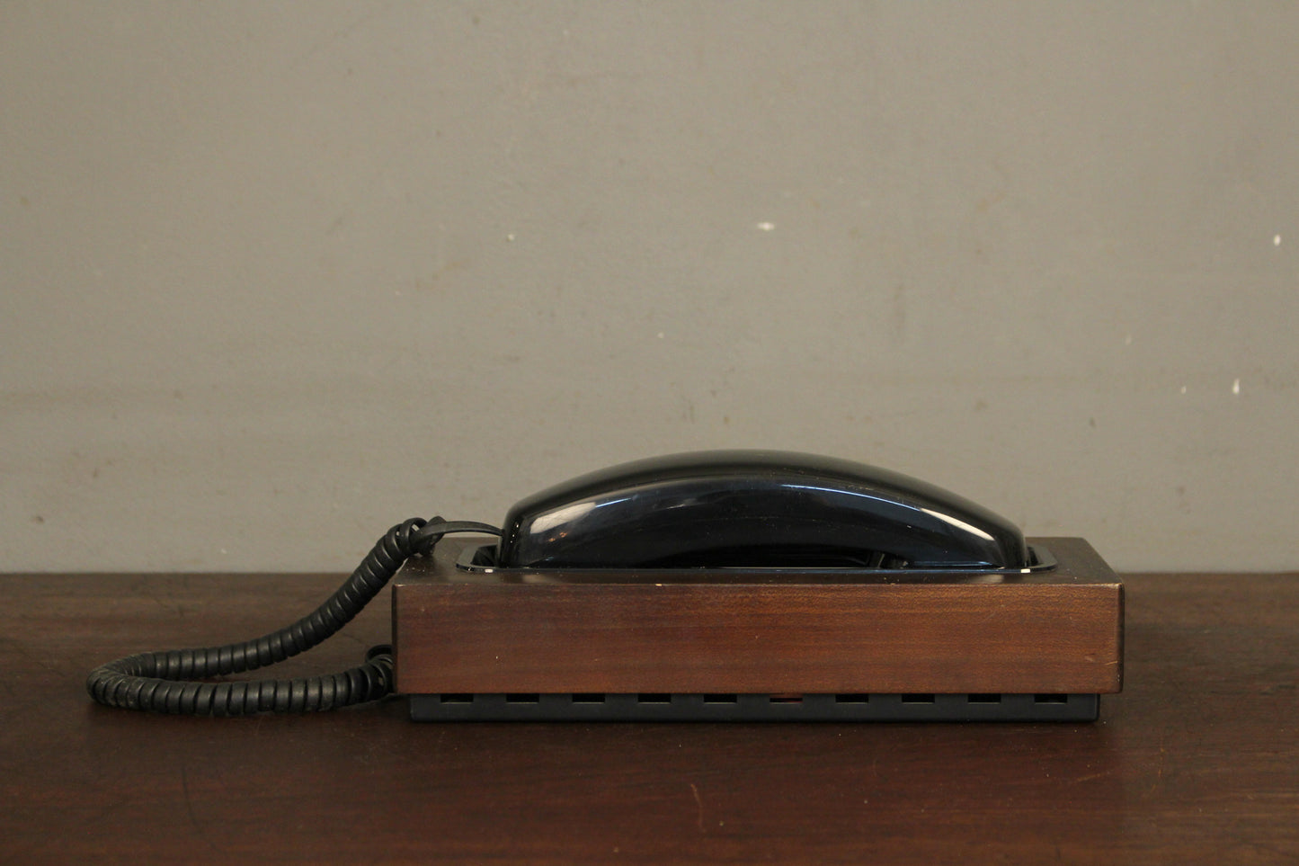 1970s Executive Walnut & Black Telephone