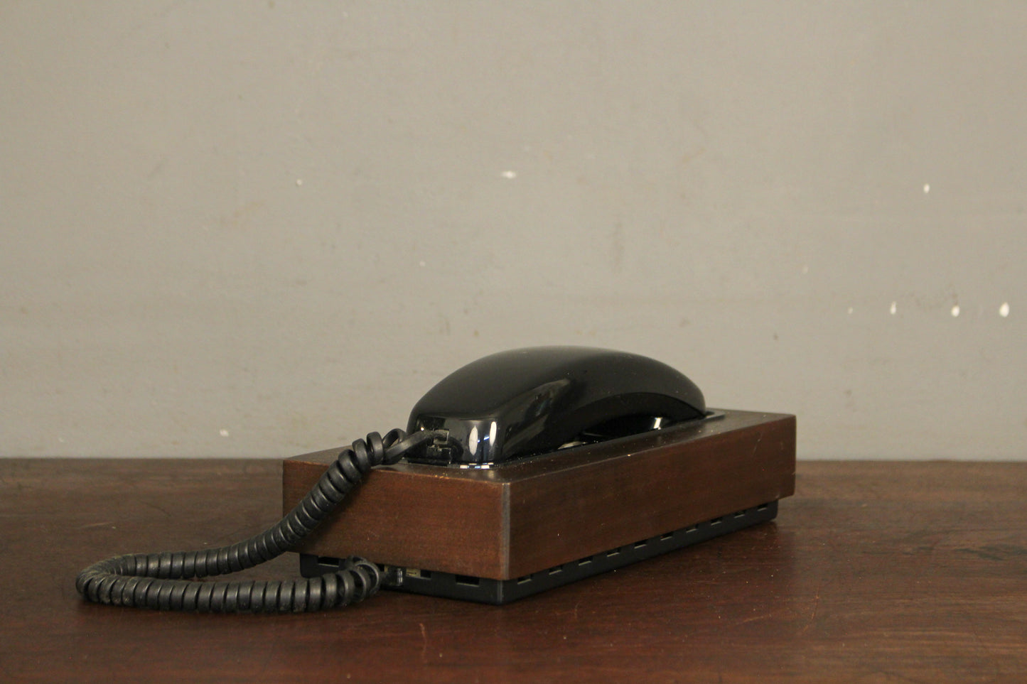 1970s Executive Walnut & Black Telephone