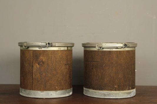 Pair of Wooden Drum Containers
