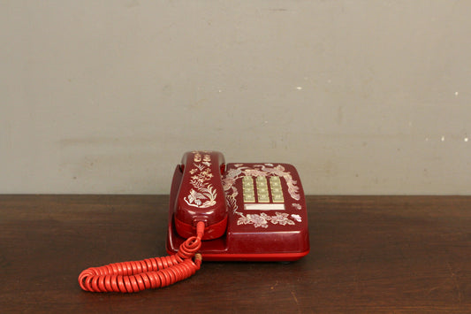 Korean Red Inlay Touch-Tone Telephone