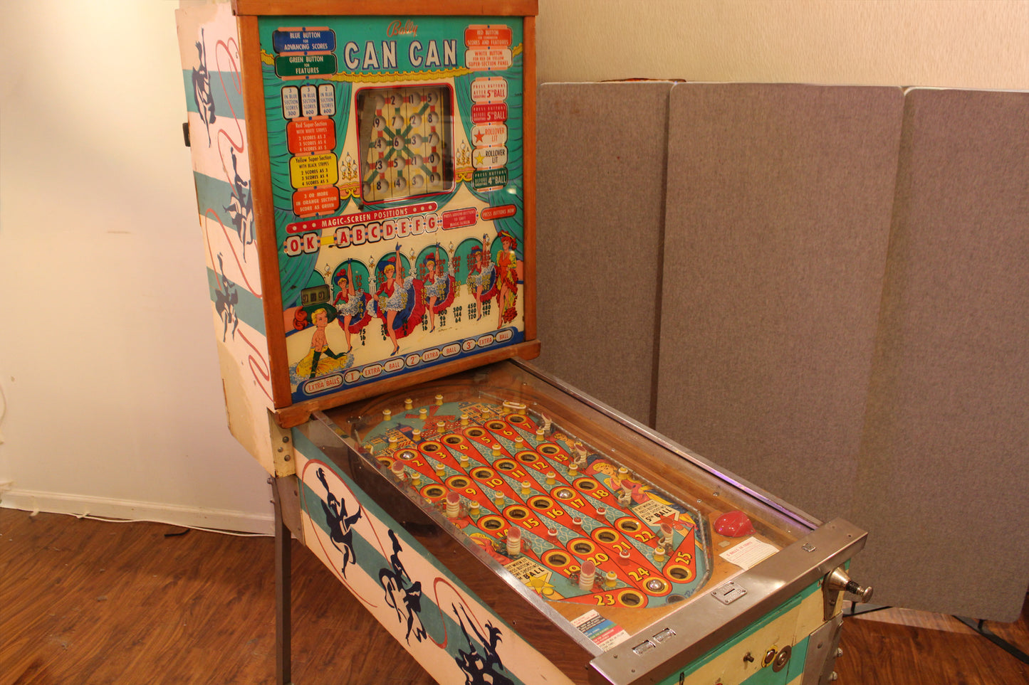 1960s "Can Can" Bingo Pinball Machine