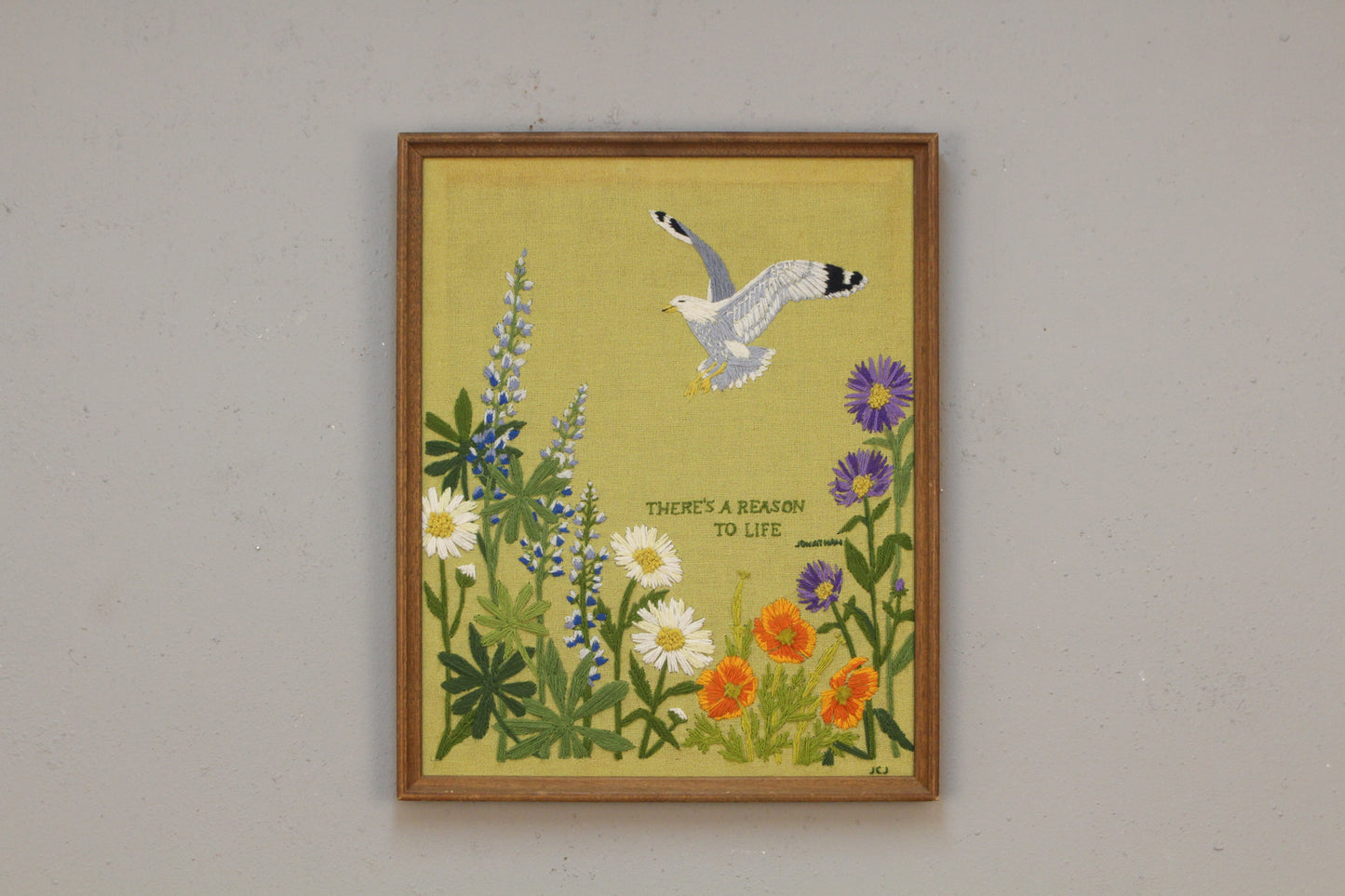 "There's a Reason to Life" Embroidered Art Y