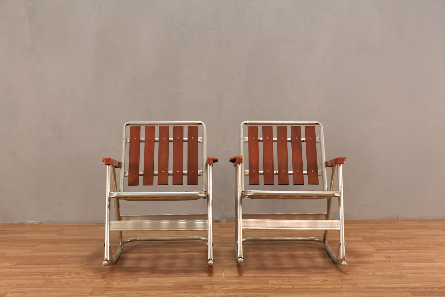 Slatted Wood & Aluminum Folding Rocking Chair