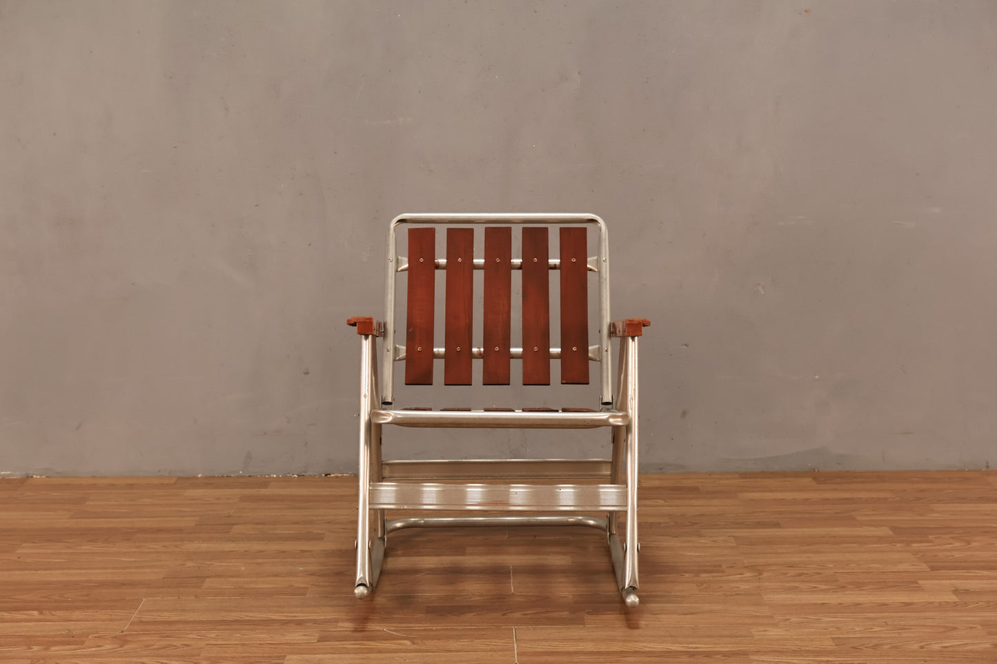 Slatted Wood & Aluminum Folding Rocking Chair