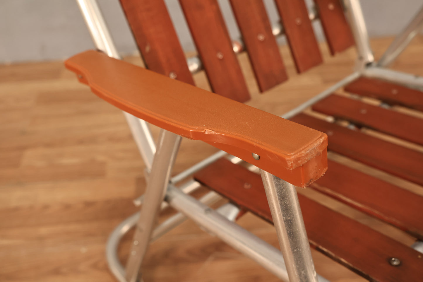 Slatted Wood & Aluminum Folding Rocking Chair