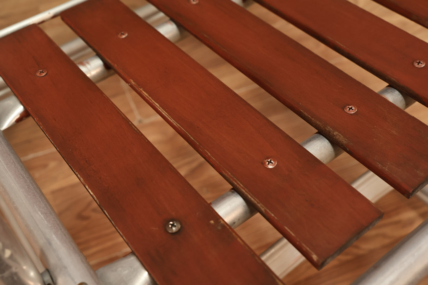 Slatted Wood & Aluminum Folding Rocking Chair