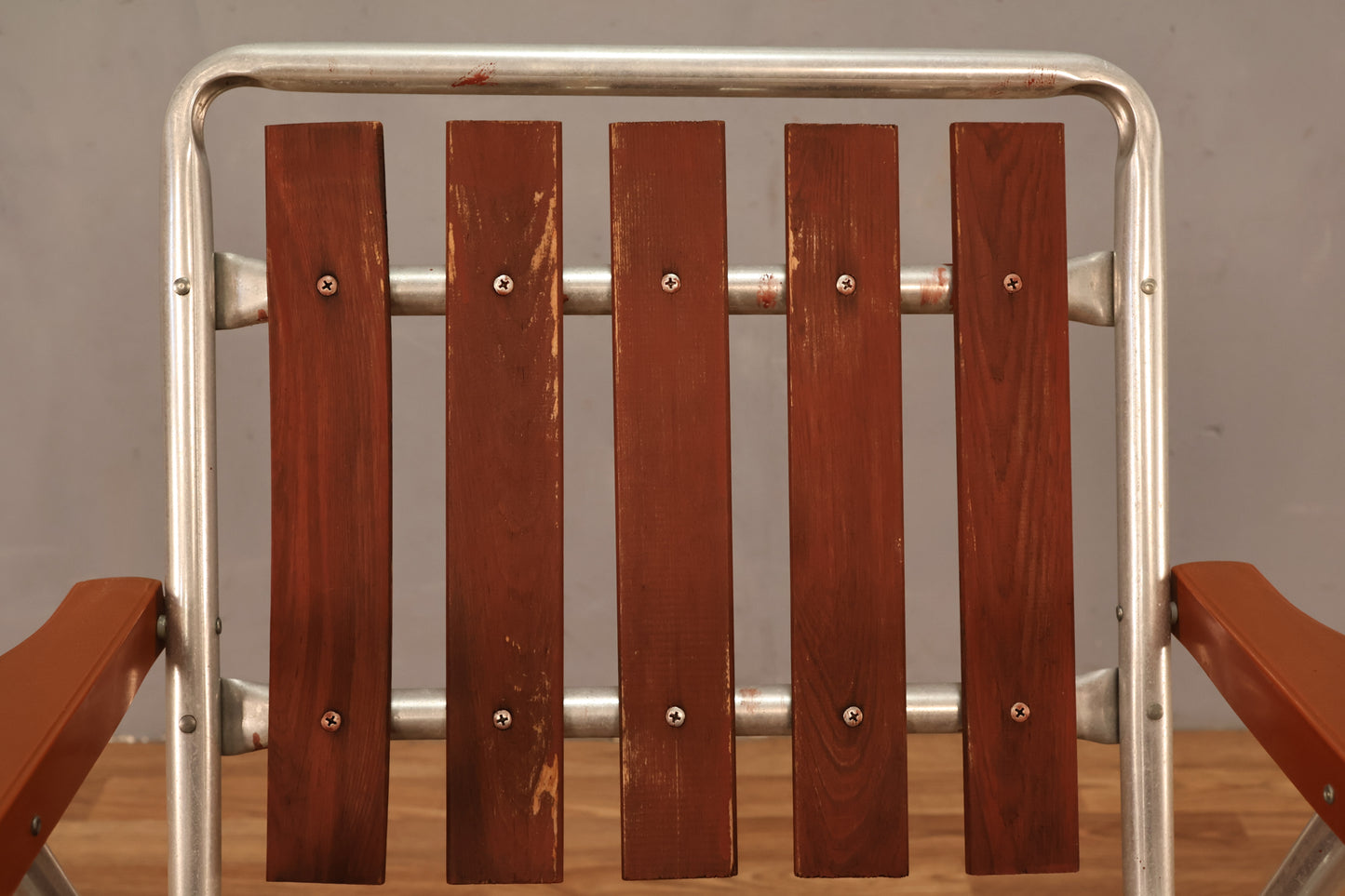 Slatted Wood & Aluminum Folding Lawn Chair