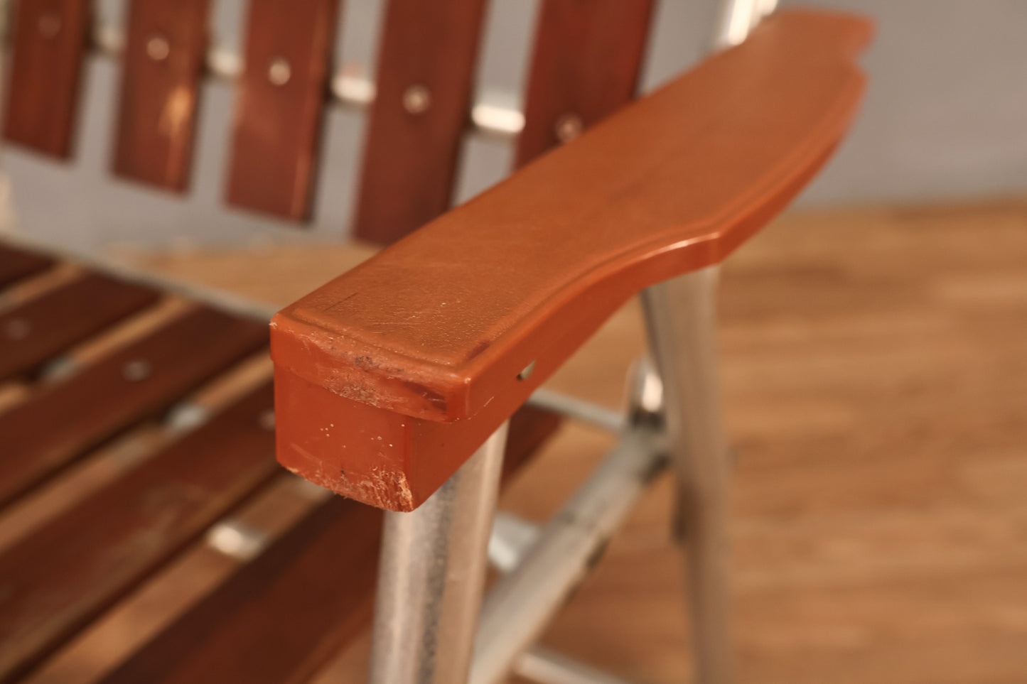 Slatted Wood & Aluminum Folding Lawn Chair