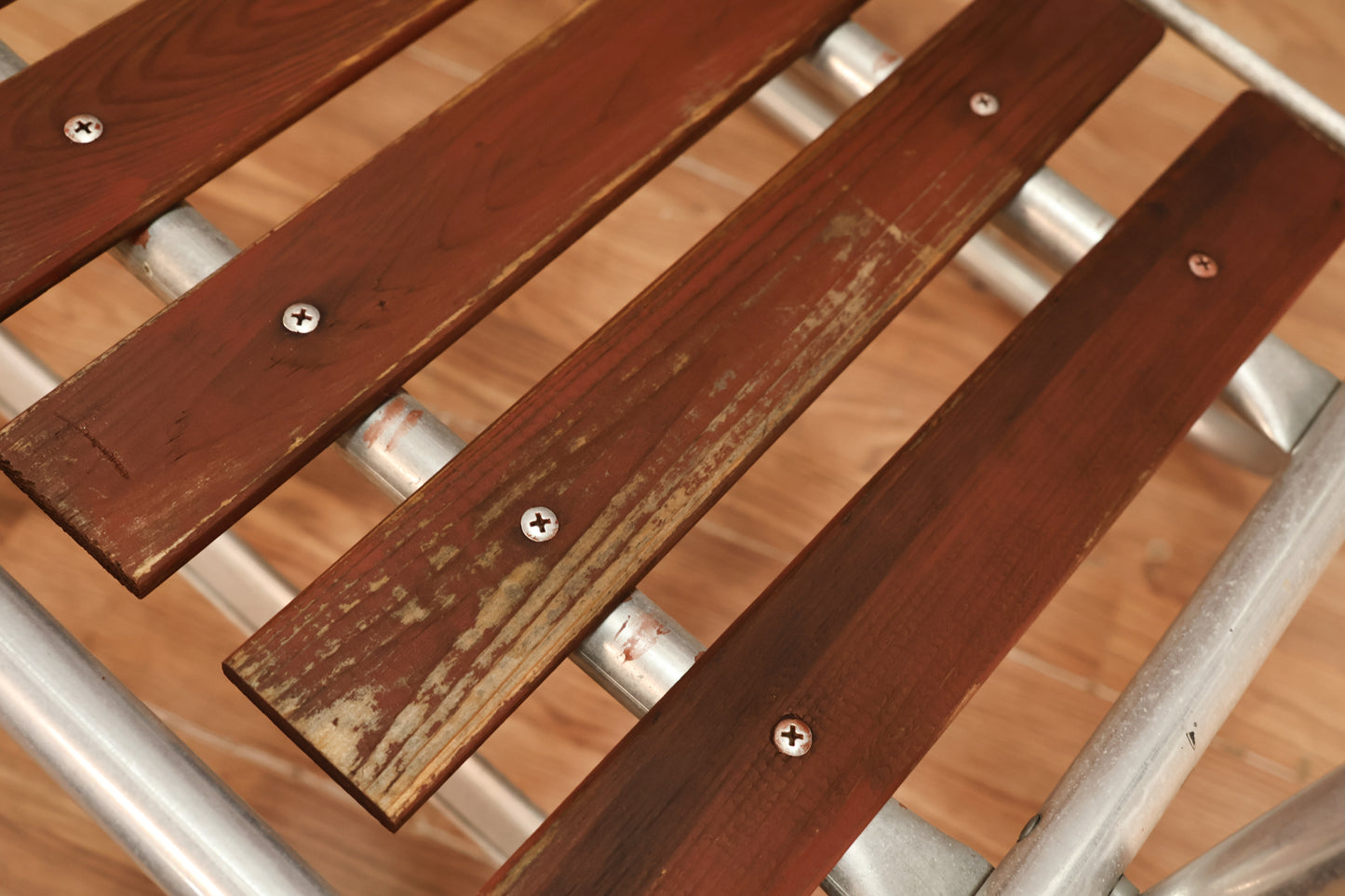 Slatted Wood & Aluminum Folding Lawn Chair