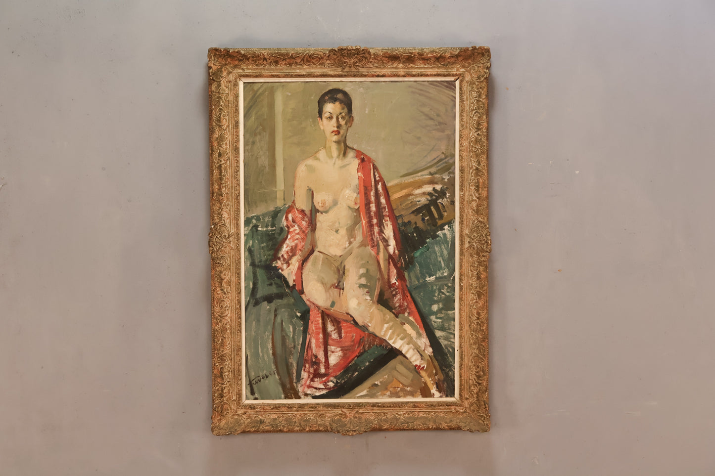 Large 1940s "Modella" Framed Painting - ONLINE ONLY