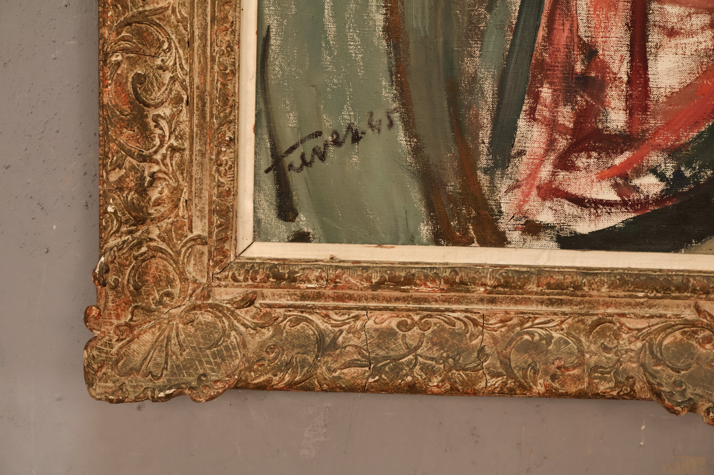 Large 1940s "Modella" Framed Painting - ONLINE ONLY