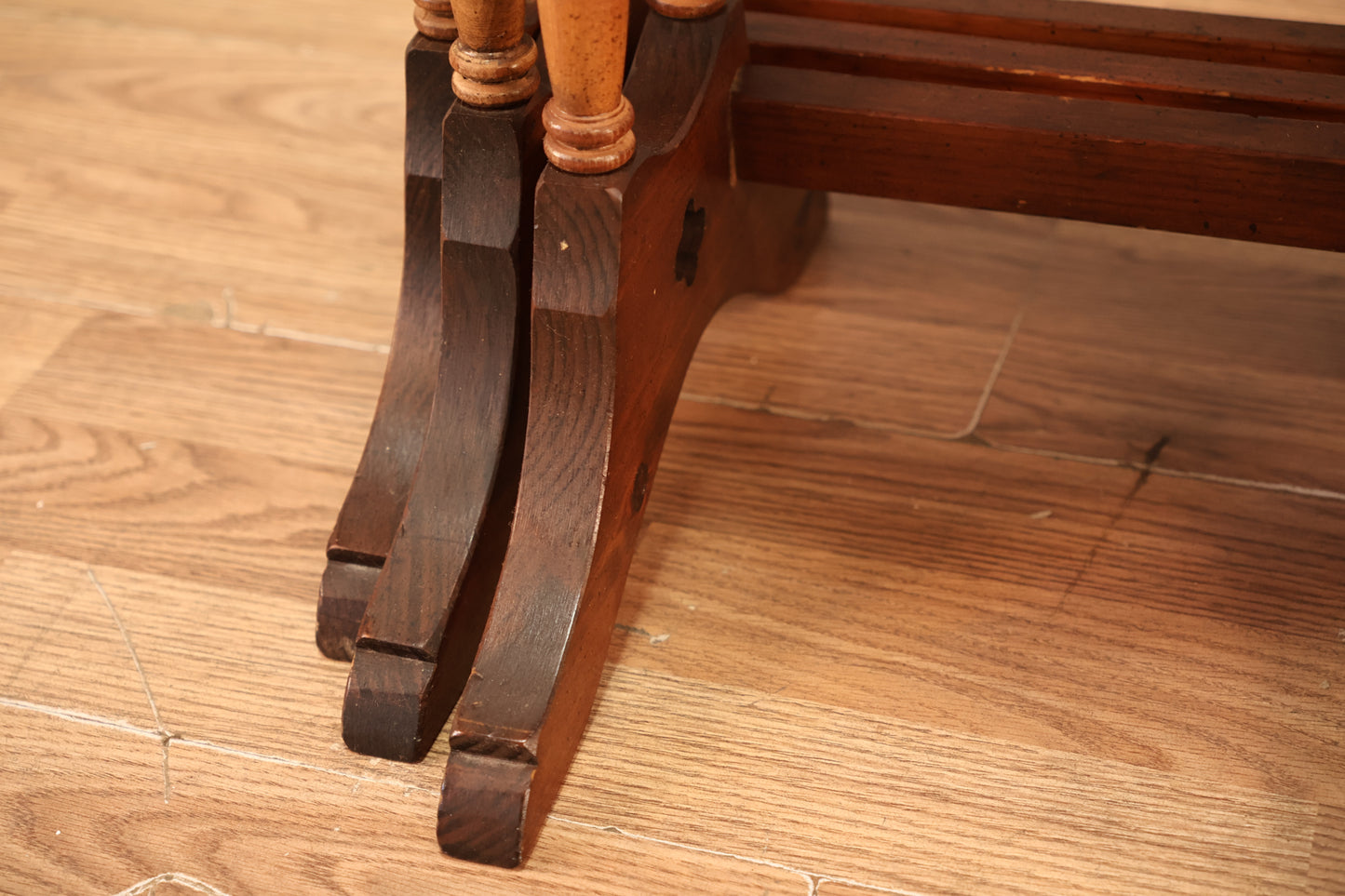 Trio of Country Pine & Brass Nesting Tables - ONLINE ONLY