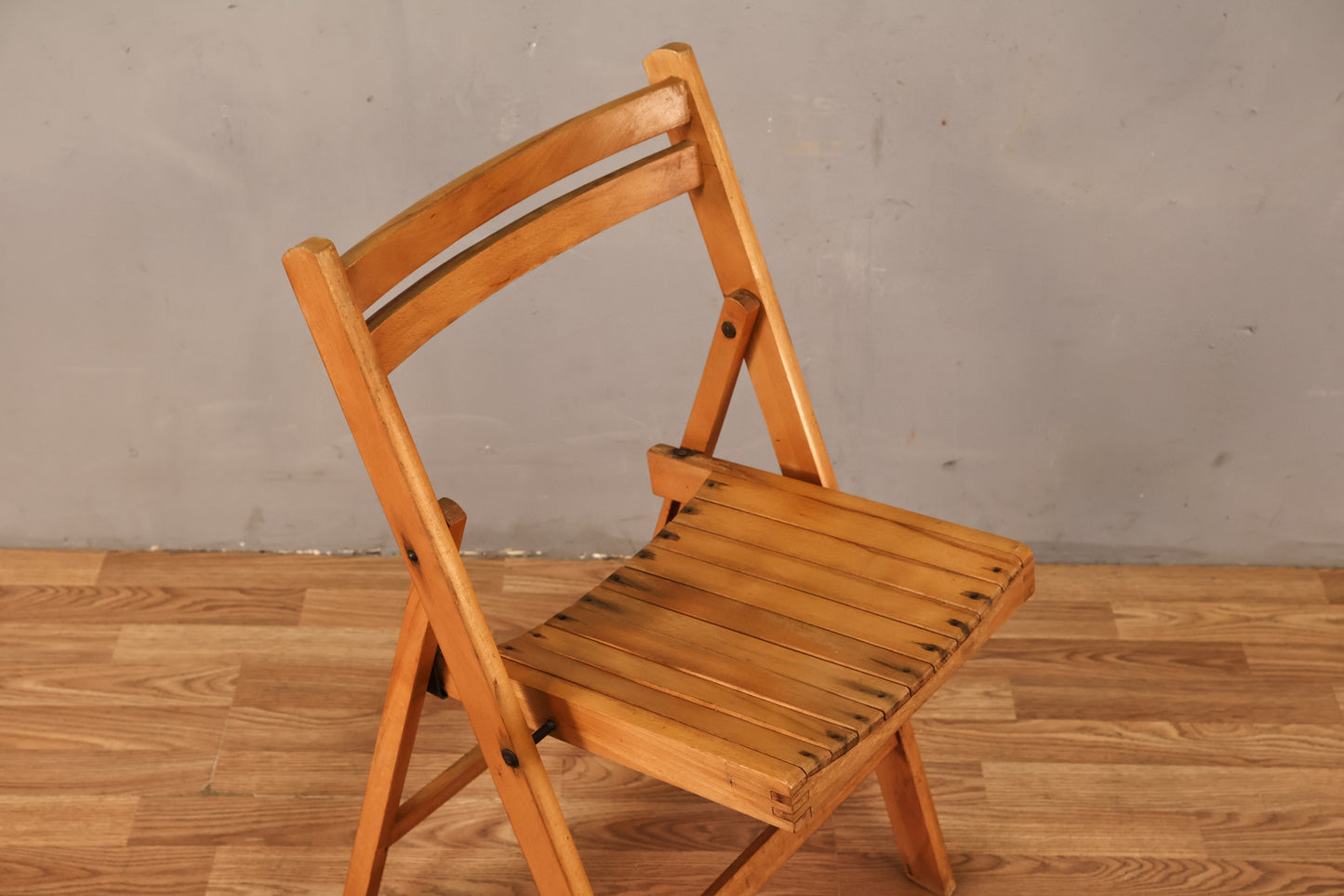 Slatted Blonde Folding Chair B