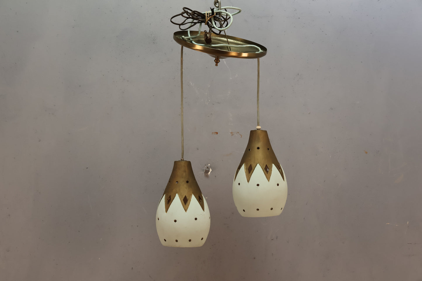 Mid Century Double-Teardrop Ceramic Chandelier