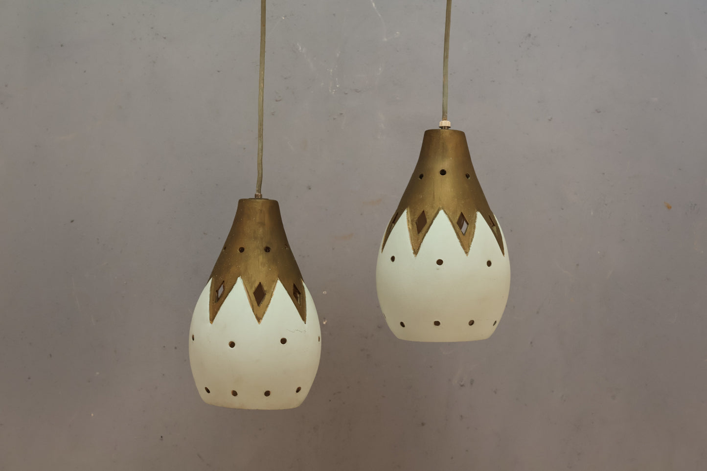 Mid Century Double-Teardrop Ceramic Chandelier