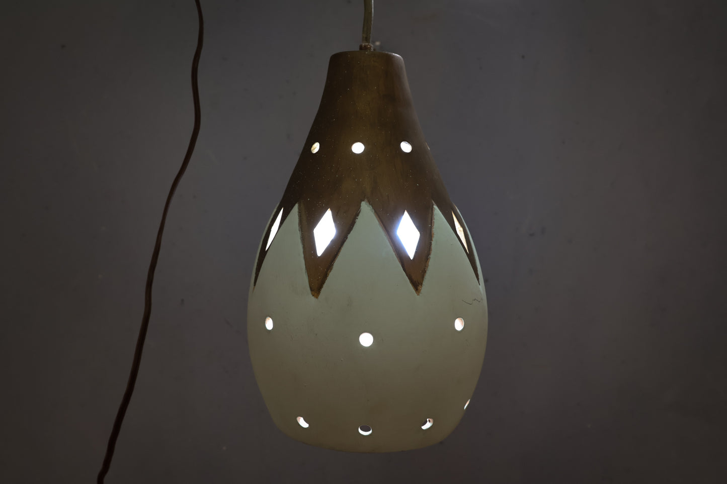 Mid Century Double-Teardrop Ceramic Chandelier