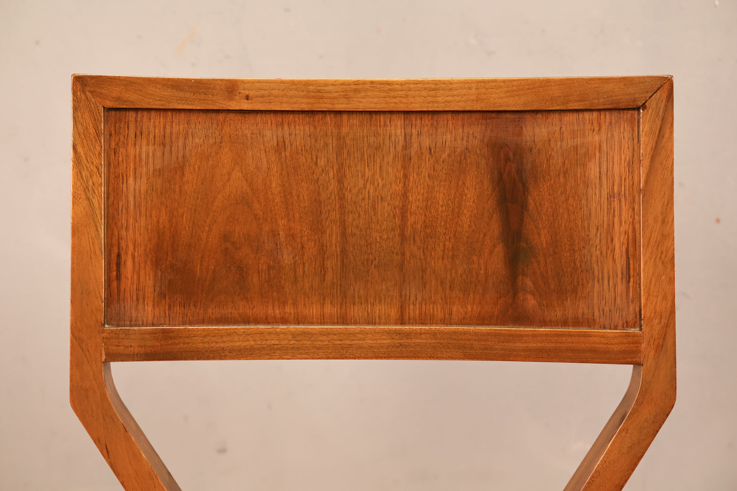Mid Century Walnut & Black Leather Side Chair