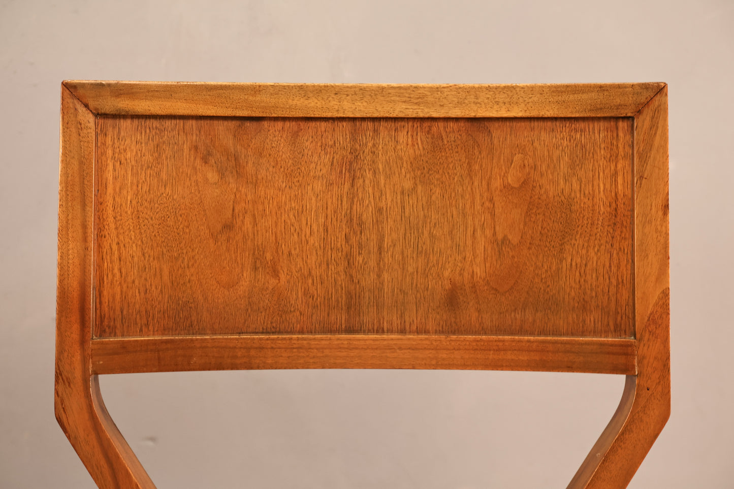 Mid Century Walnut & Black Leather Side Chair